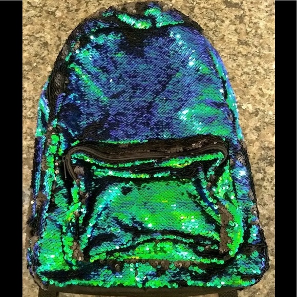 Mermaid Look Flip Sequin Rave Backpack Iridescent - Picture 8 of 8